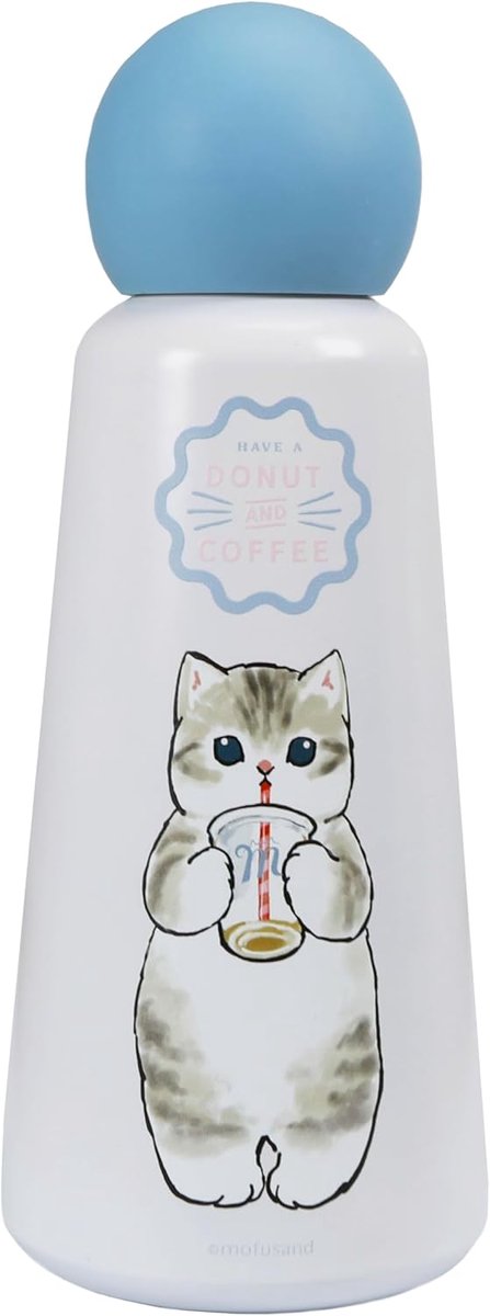 Blue sky studios drinkfles - stalen waterfles 400ml met kattenprint.