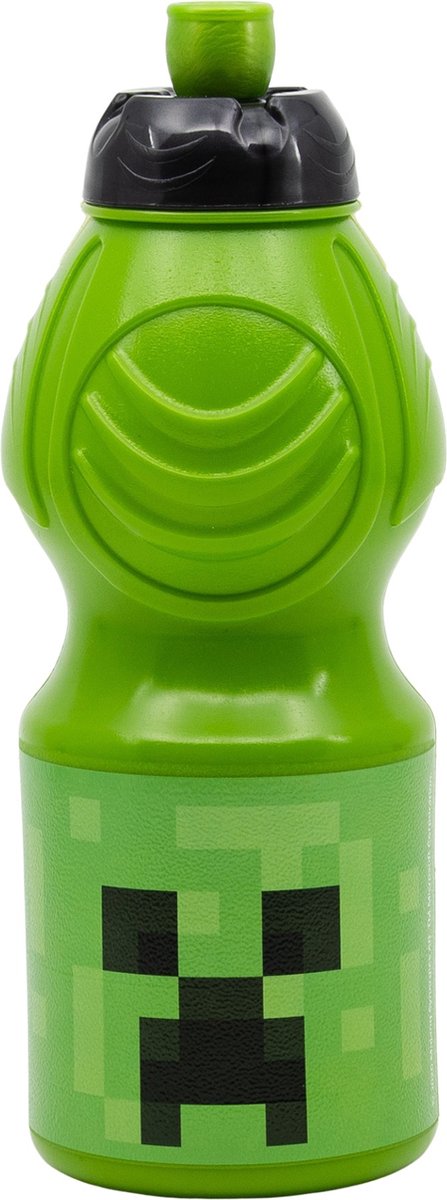 Stor botella de agua minecraft junior - botella para beber - 400 ml - verde