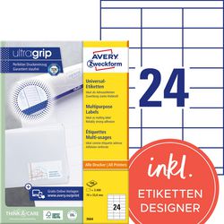 Etichette universali avery zweckform 3664 70x33,8mm bianco