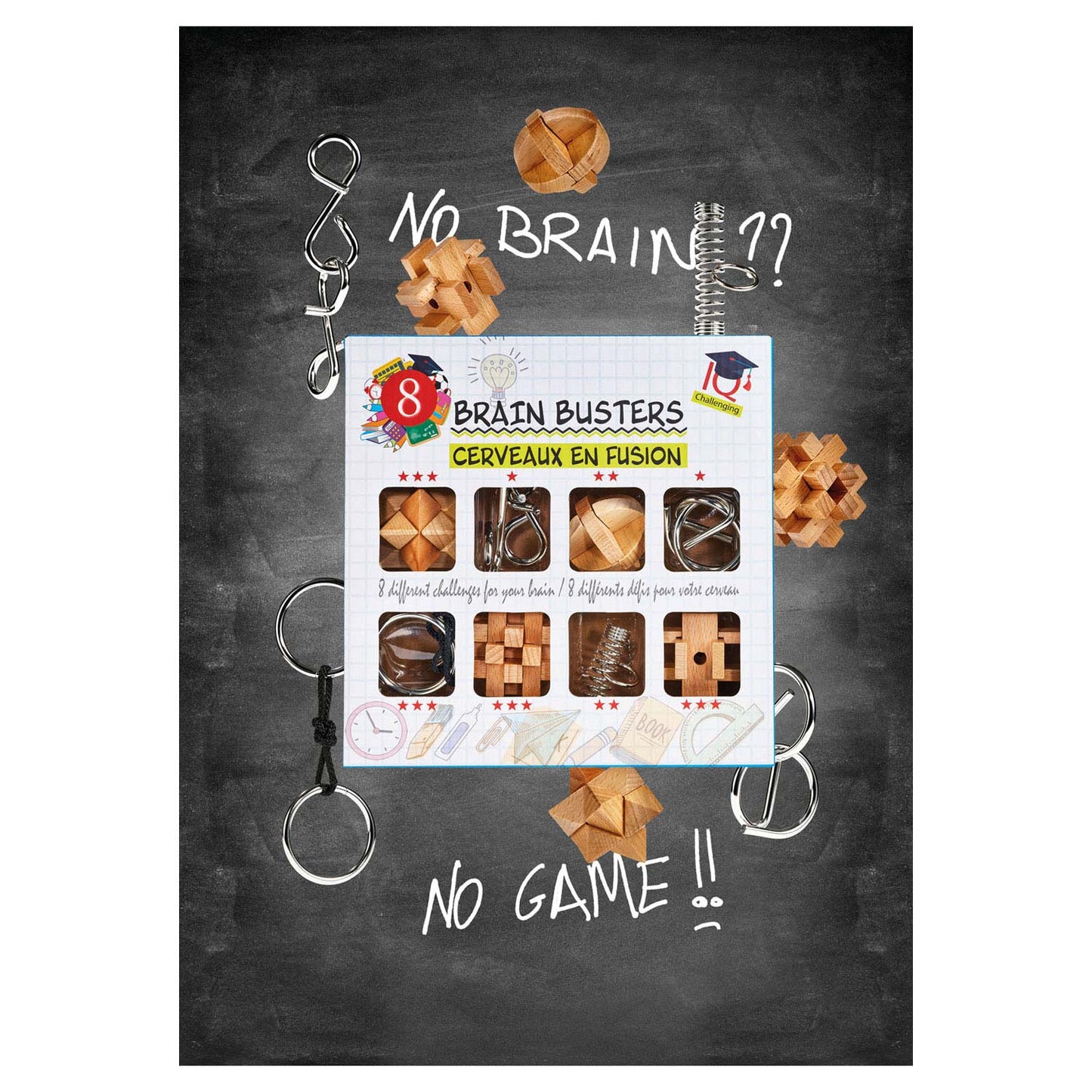 Set di puzzle in legno e metallo, 8 pezzi