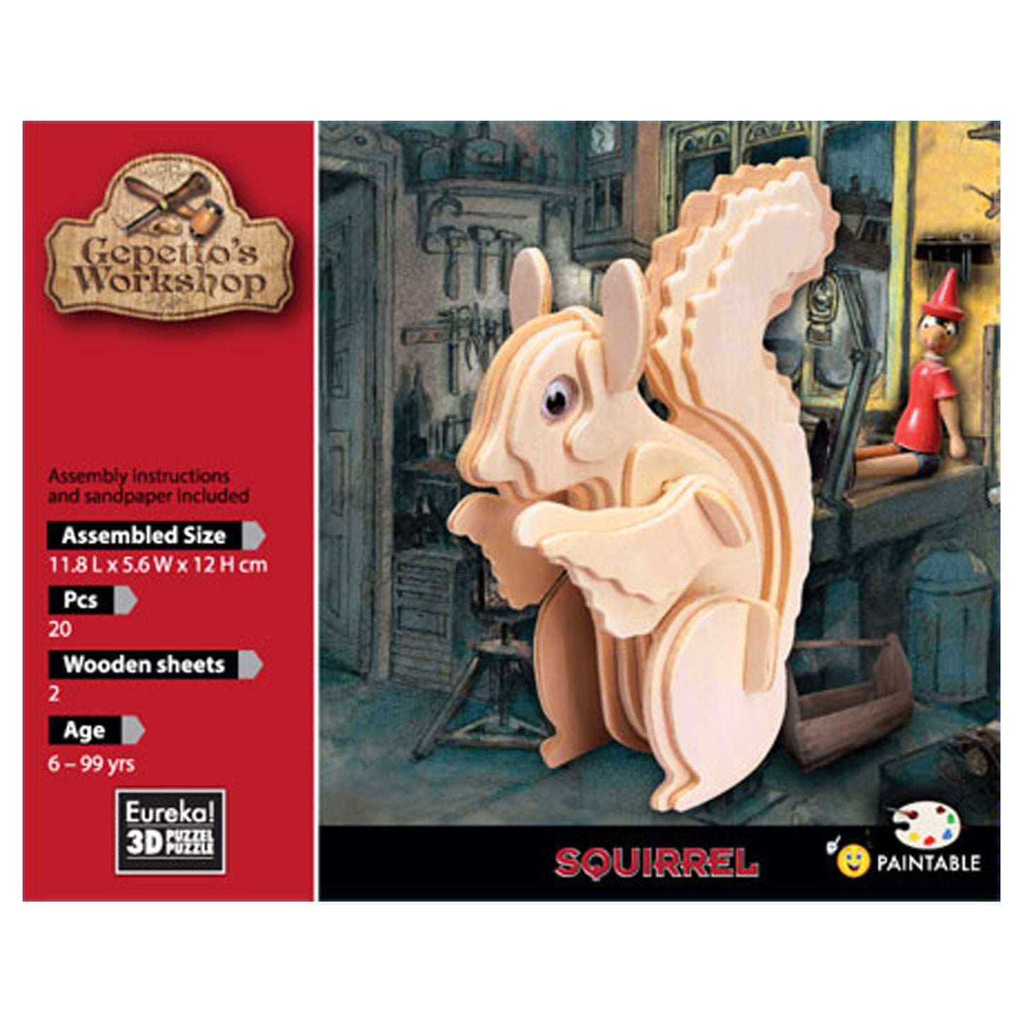 Gepetto's Workshop Kit de madera 3D - Squirrel