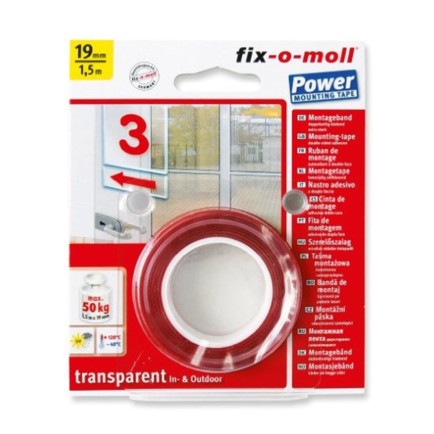 Cinta de montaje fix-o-moll doble cara 1,5x19
