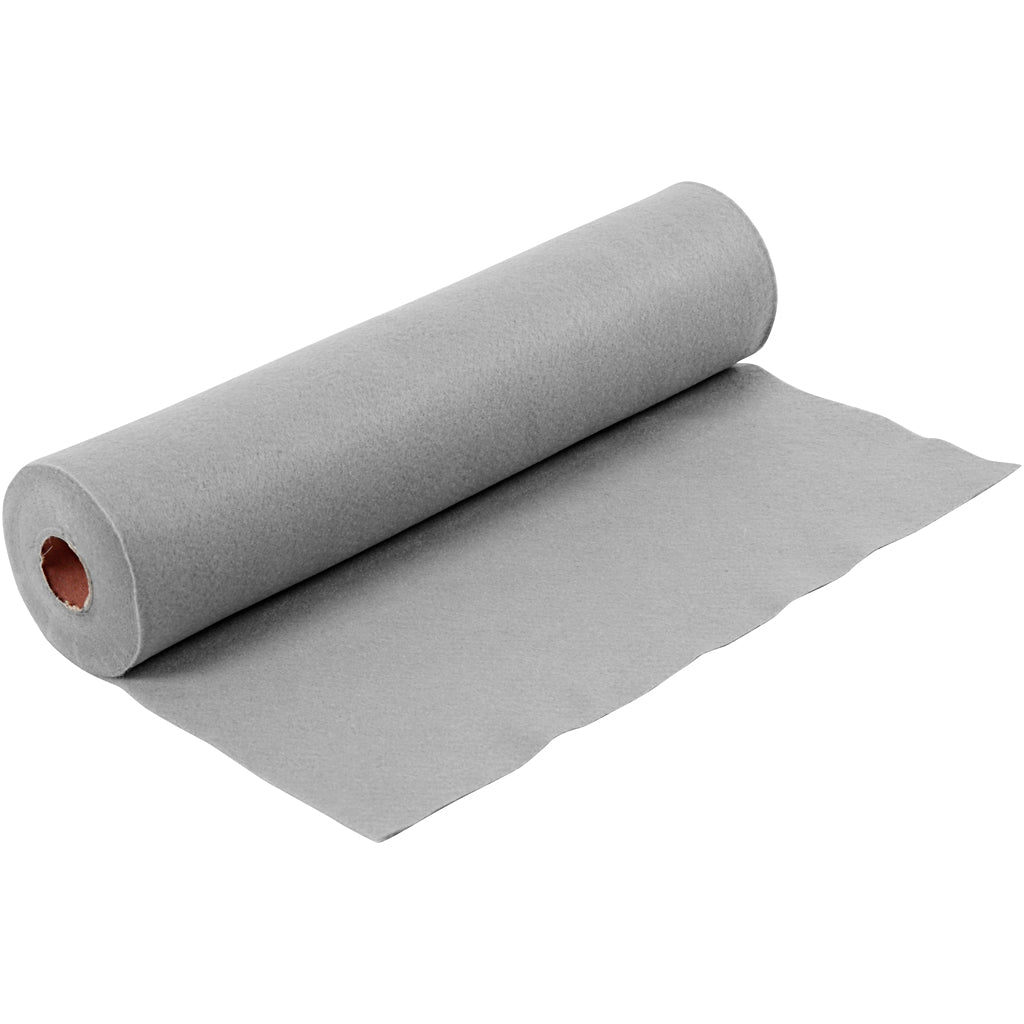 Feltro hobby Creative Company, l: 45 cm, spess. 1,5-2 mm, 180-200 gr, grigio, 5 m 1 rotolo