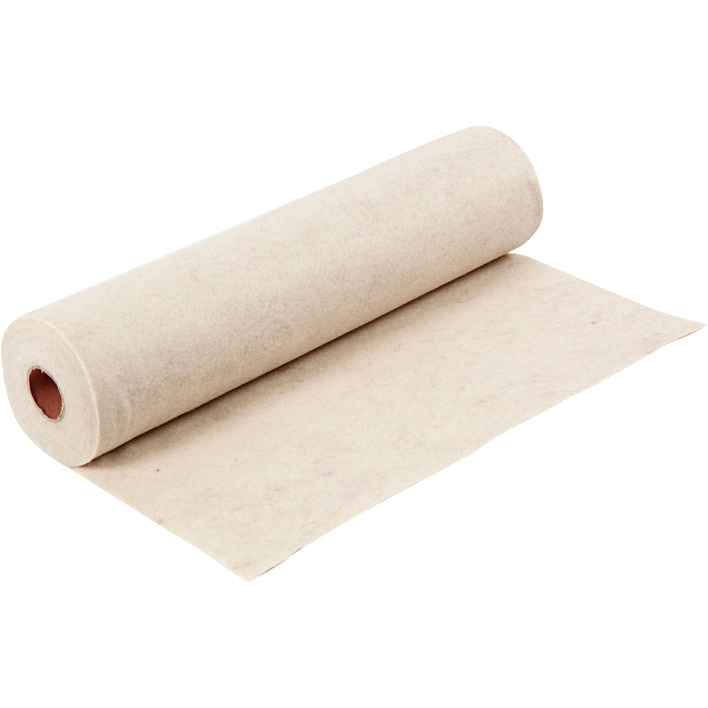 Feltro per hobby dell'azienda Creativ, L: 45 cm, spess. 1,5-2 mm, mélange, 180-200 gr, bianco sporco, 5 m 1 rotolo