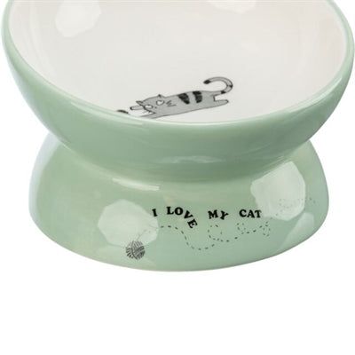 Trixie Food Bowl Beber Bin Cat Cerámico elevado Sabio blanco