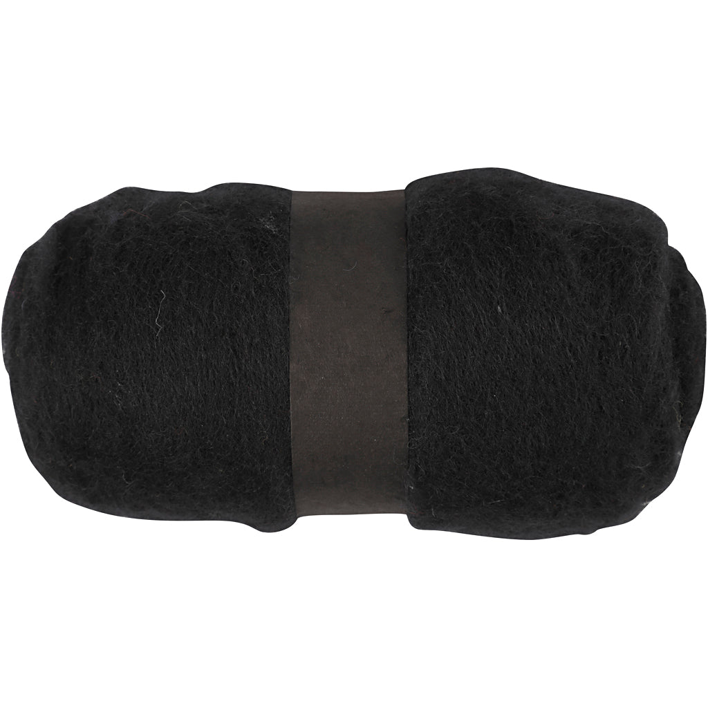 Lana cardata Creative Company, nera, 100 gr 1 gomitolo