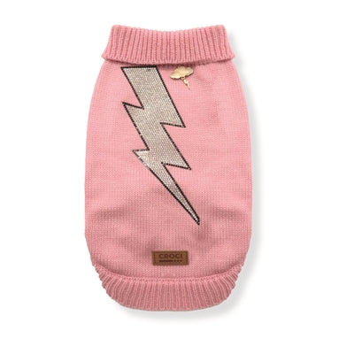 Croci Dog Sweater Thunder Lightning Bolt Pink