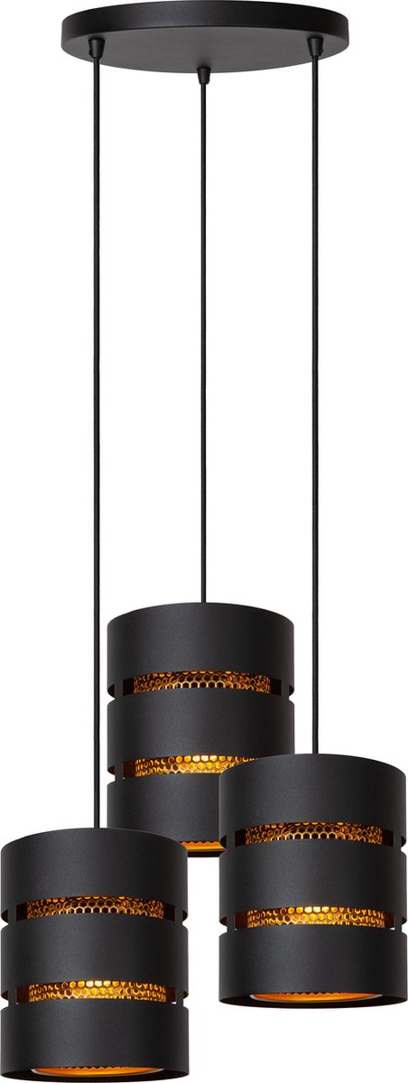Lucide rosas - lampada a sospensione - ø 43 cm - 3xe27 - nero