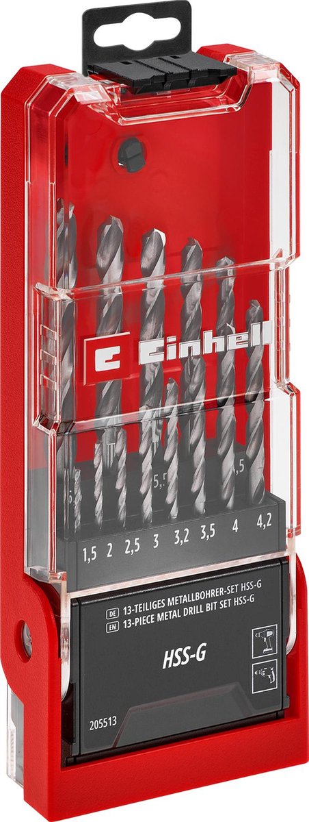 Set trapano Einhell - 13 pezzi - hss-g argento - custodia per trapano