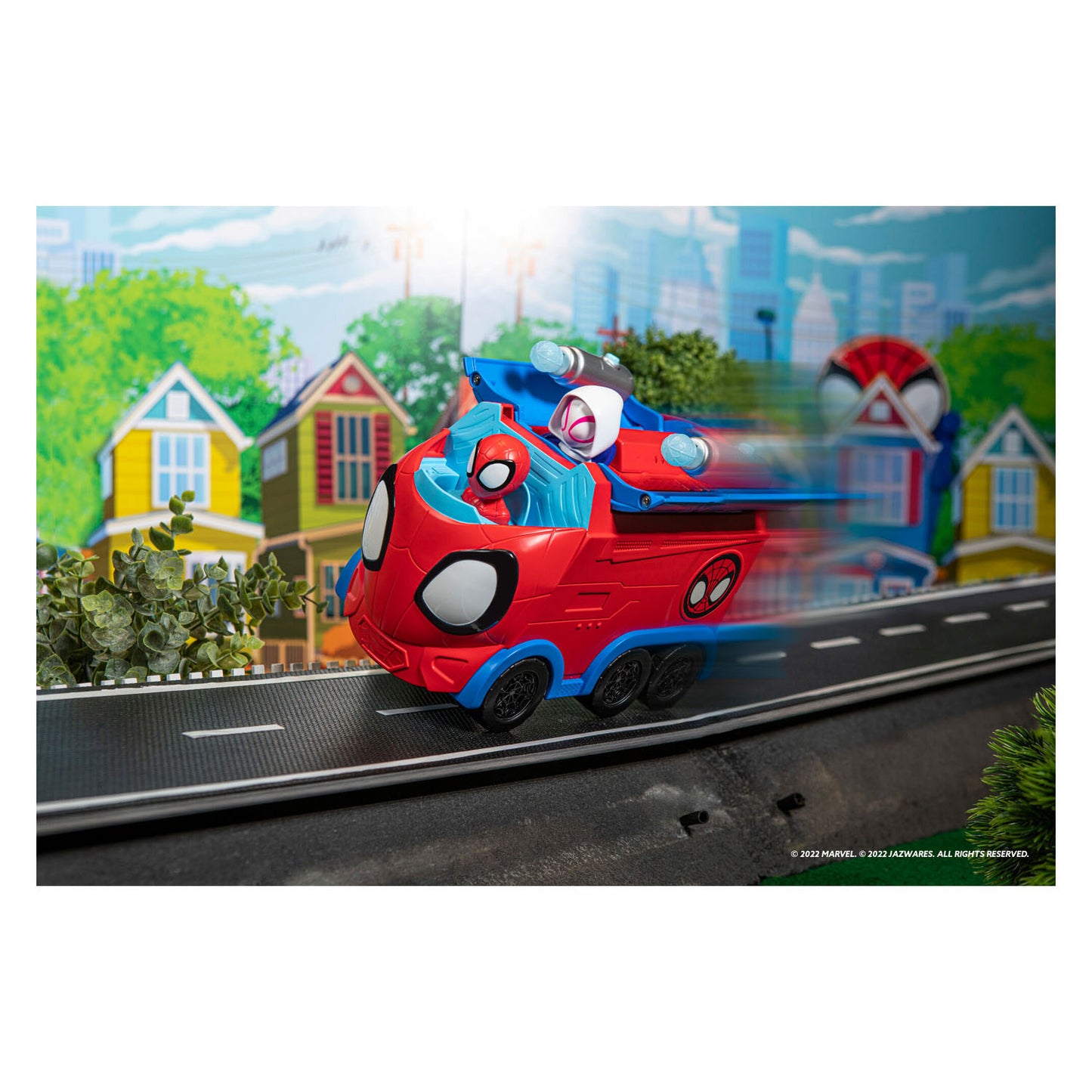 Coche transportador giratorio Jazwares Marvel Spidey Web