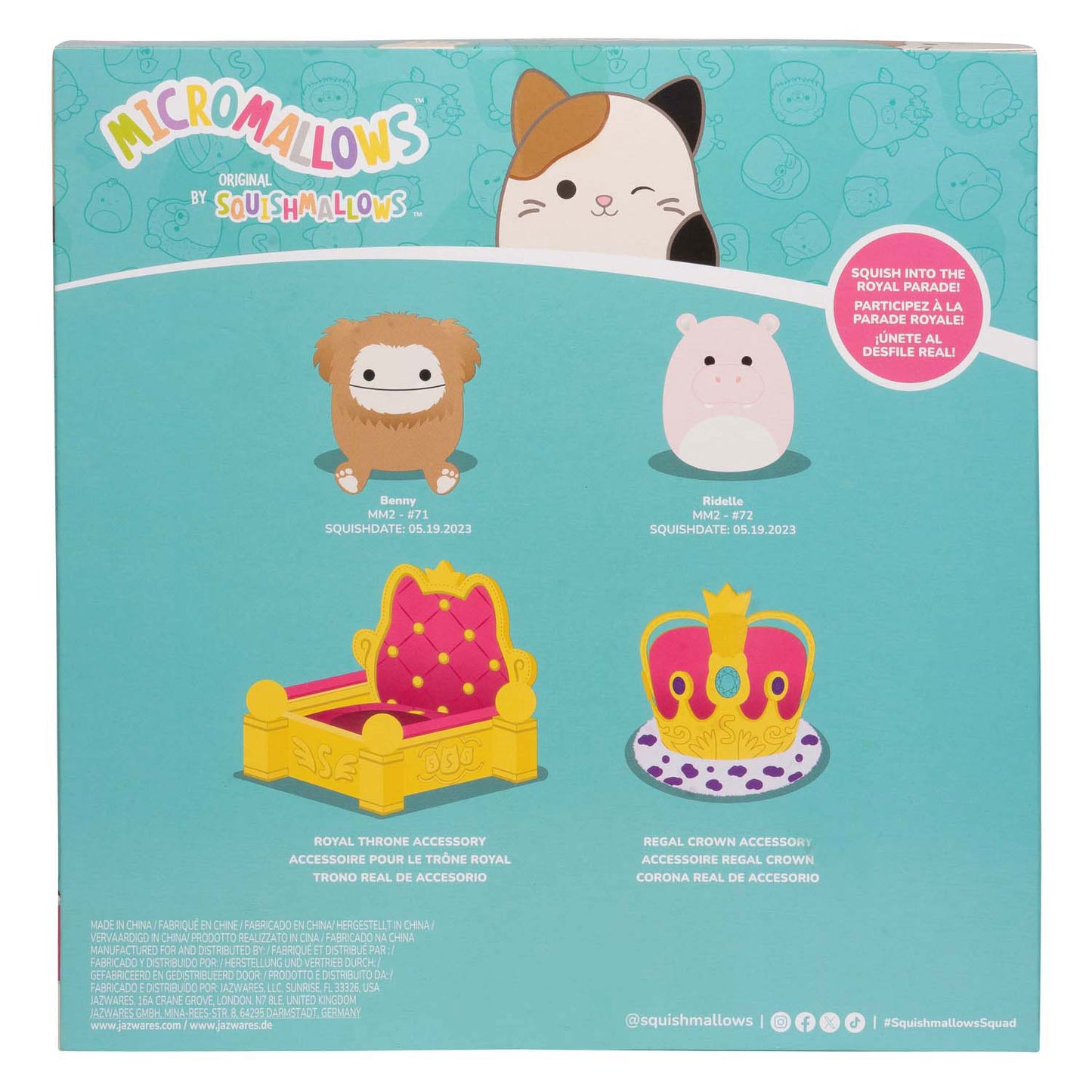 Squishmallows tenero peluche micromallows - carro da parata, 4 pz.