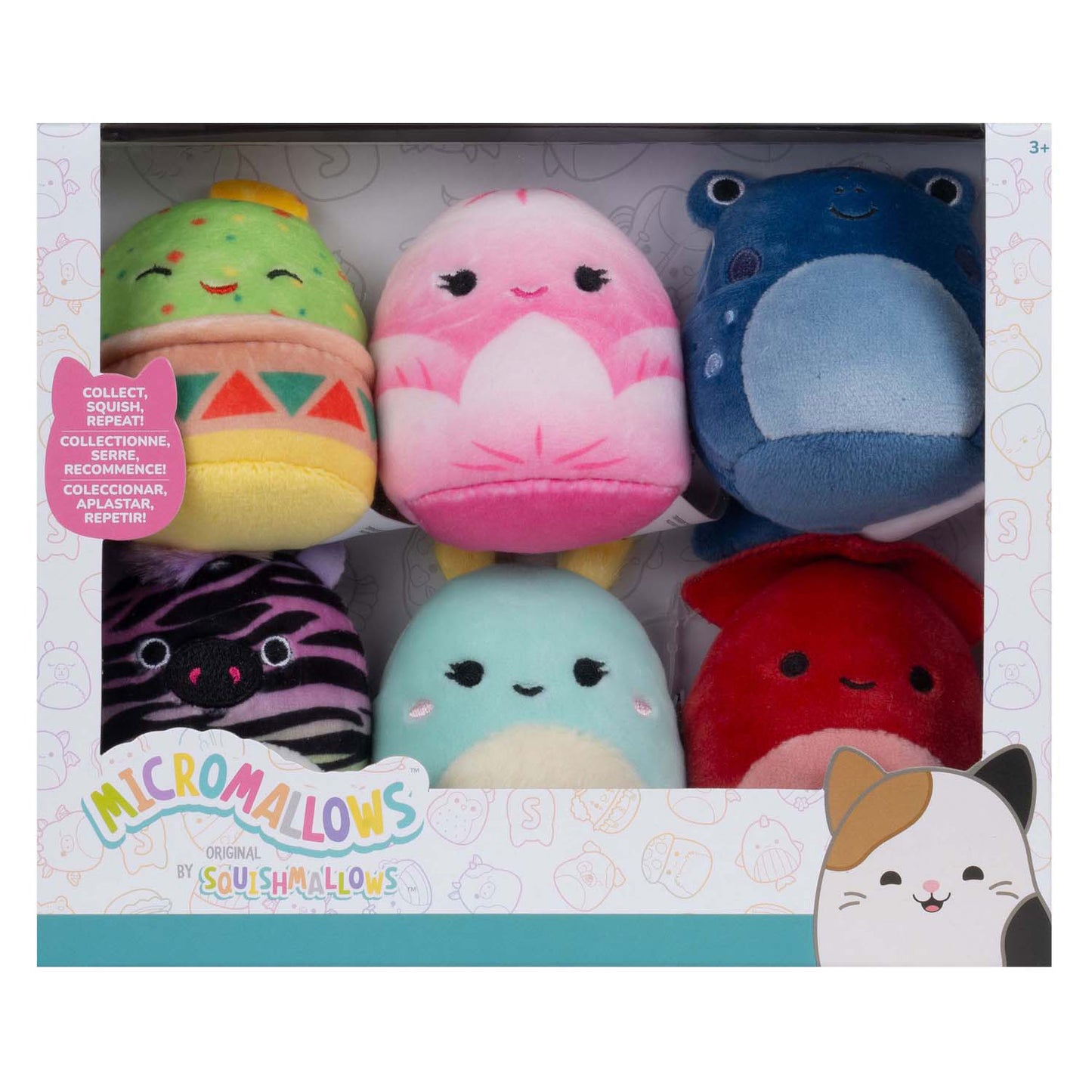 Squishmallows coccolone peluche micromallows - elin, altman, gideon, agnolo, safiyah, connie, confezione da 6