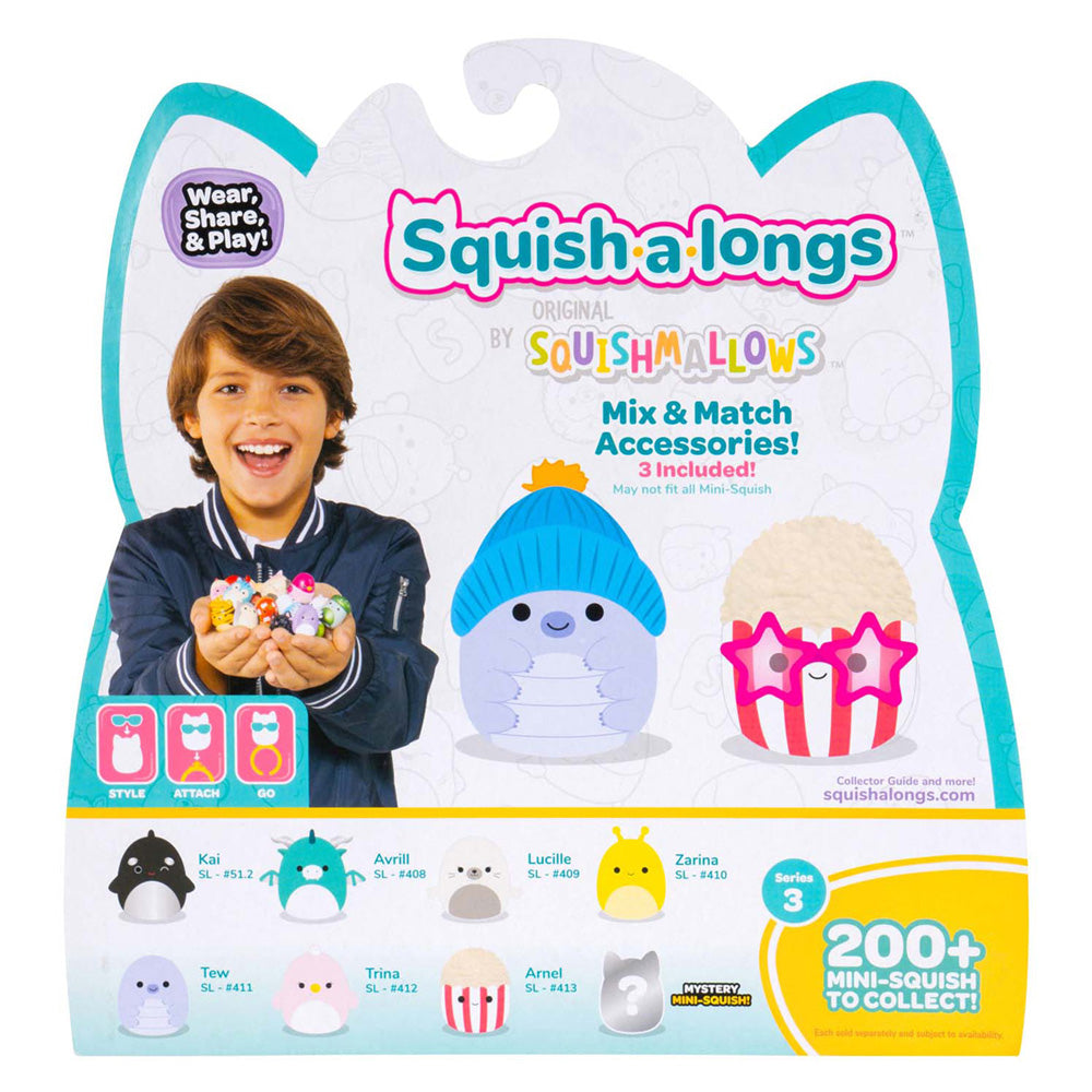 Jazwares squishmallows - personaggi giocattolo squish-a-long stile 2 - 8 pz.