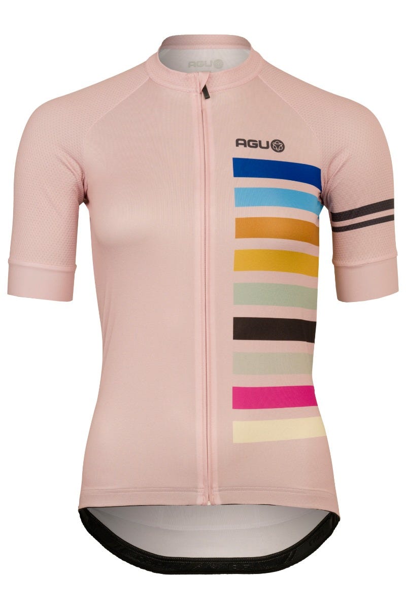 Camiseta ciclista Rainbow Essential señoras rosa escarcha