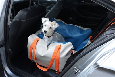 Comodo cestino da viaggio per seggiolino auto per cani beige blu arancione