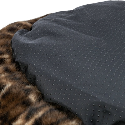 Trixie cuccia per cani leo soft rotonda in peluche marrone stampa leopardo