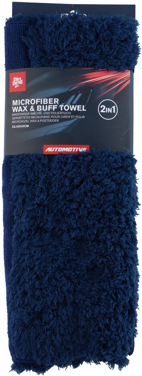 Dirt devil - microvezel wax en poetsdoek - auto - 40x40cm - donker blauw - 2 in 1
