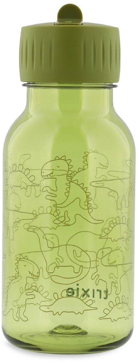 Trixie botella para beber con estampado - dino atrevido - botella de agua tritan™ para niños - 350 ml - botella a prueba de fugas - verde