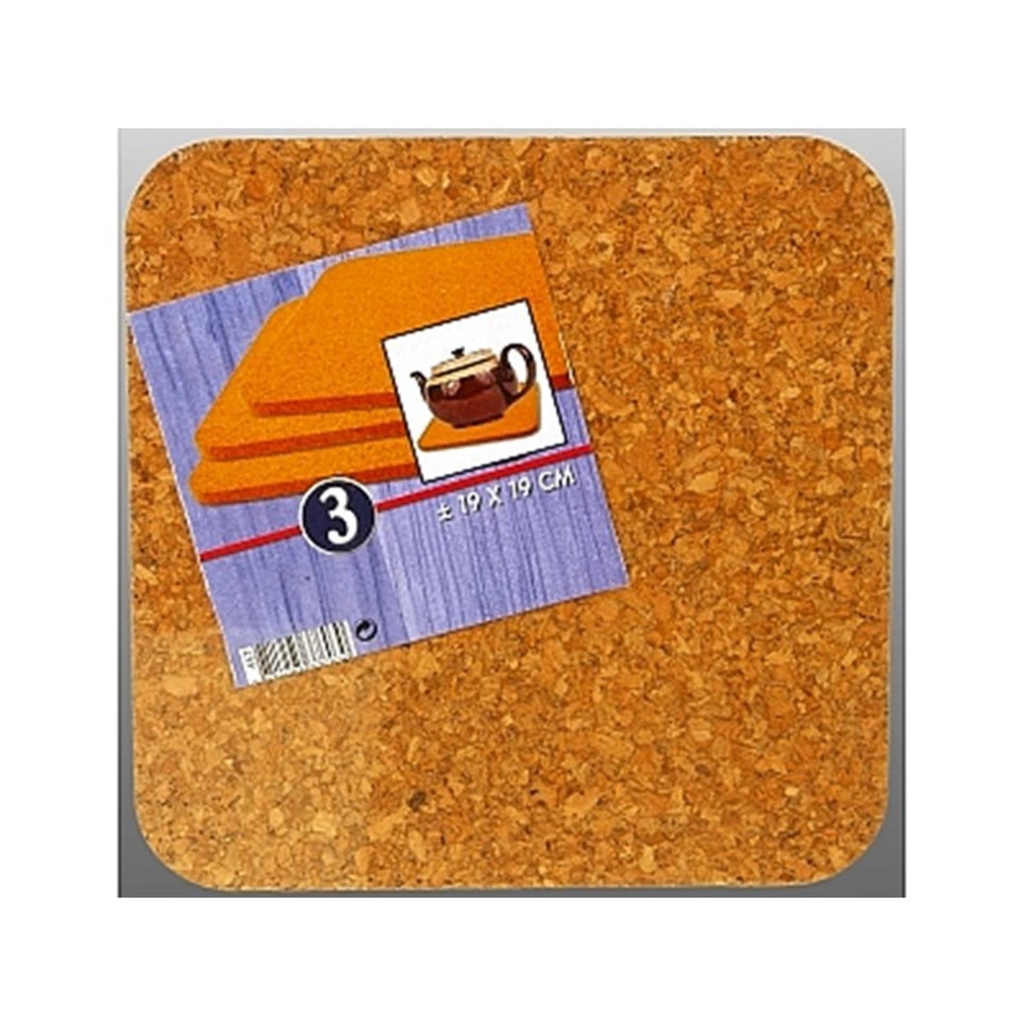 Eccellente sottobicchiere in sughero per casalinghi 19x19 cm, set da 3