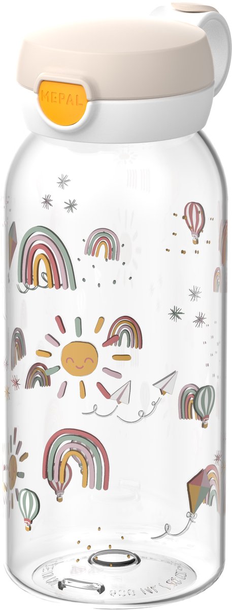 Mepal botella con tapa abatible campus - 600 ml - botella de agua para niños - hermética - tapa higiénica - Sunshine Rainbow