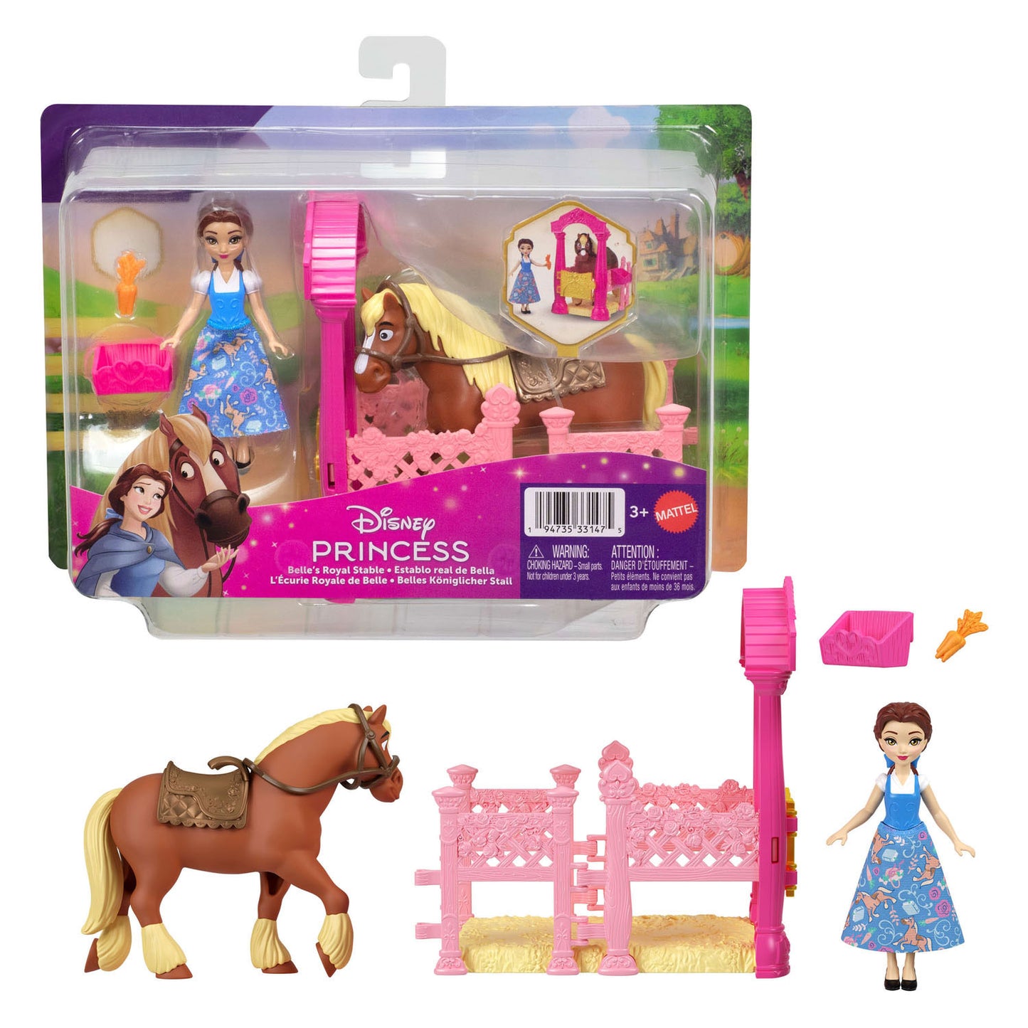 Set de juego de princesas Disney con princesa y caballo.