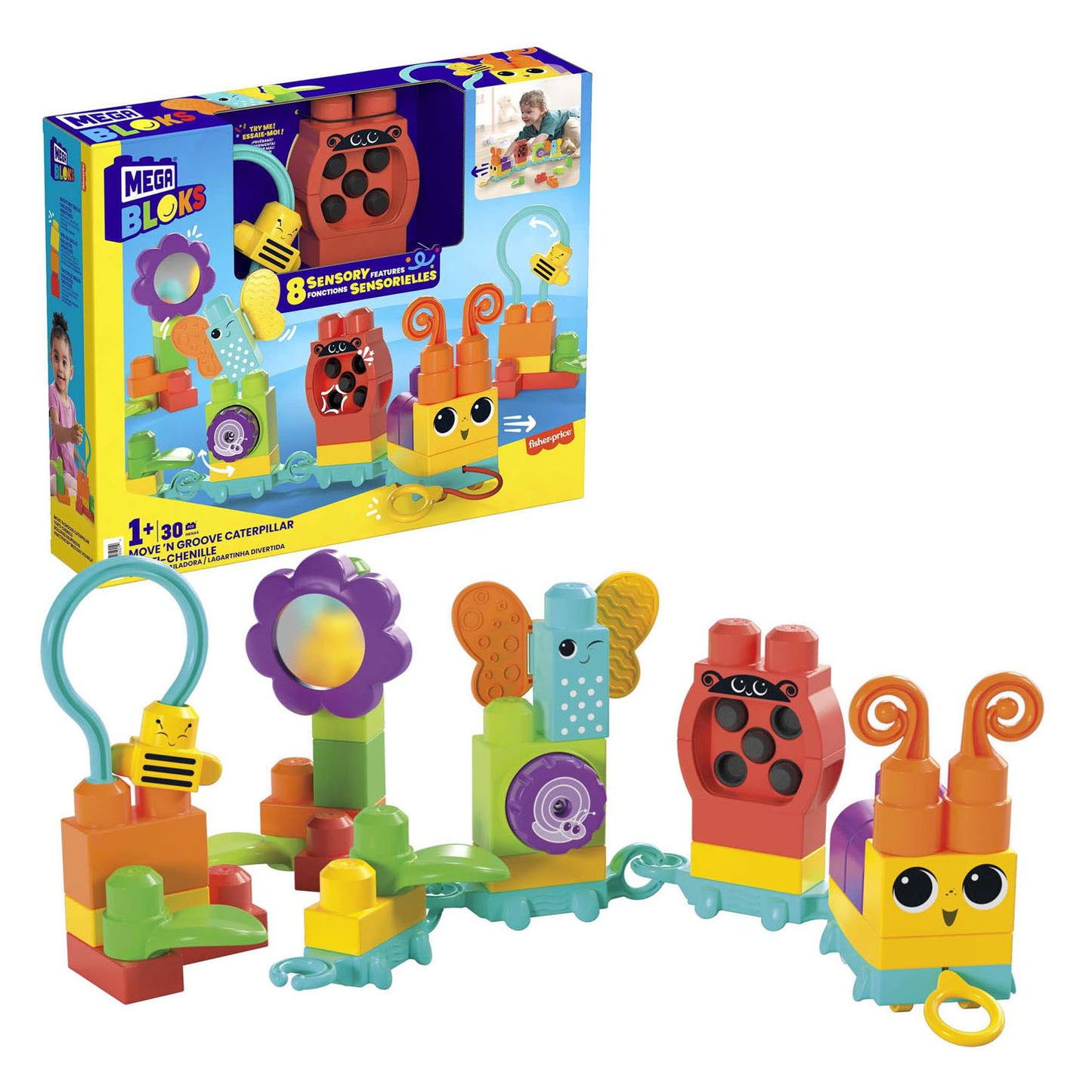 MEGA BLOKS MOVE 'N GROOVE Caterpillar Bouwset, 30dlg.