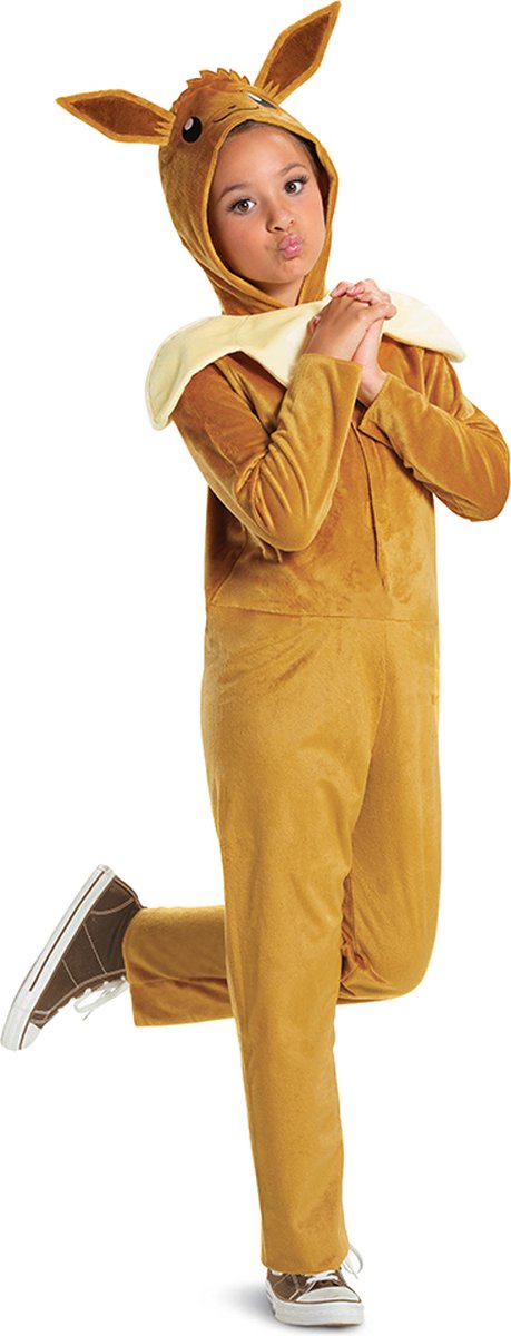 Disfraz pokémon, eevee mono clásico con capucha, talla l (10-12 años)