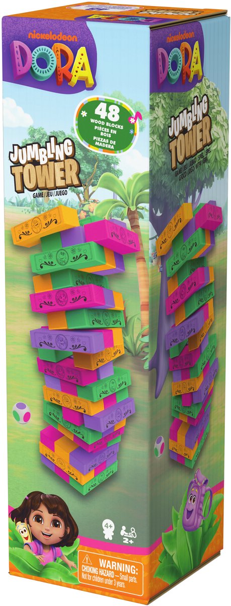 Giochi Spin Master - Dora - Gioco della torre jumbling - Classico gioco di impilamento per 2-4 giocatori - Giochi d'azione