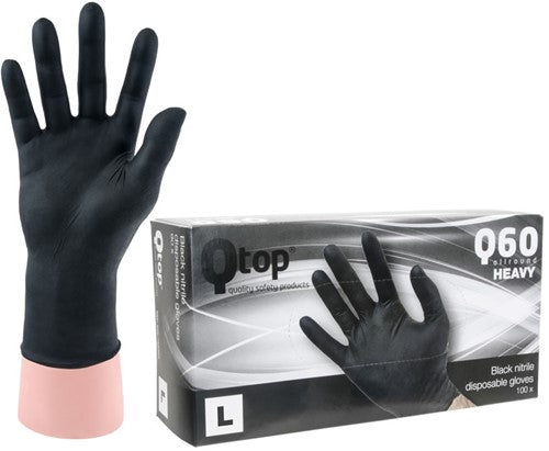 QtCychectech Q60 Top Allround Guantes pesados Nitril Dispensador Tamaño M por 100 piezas