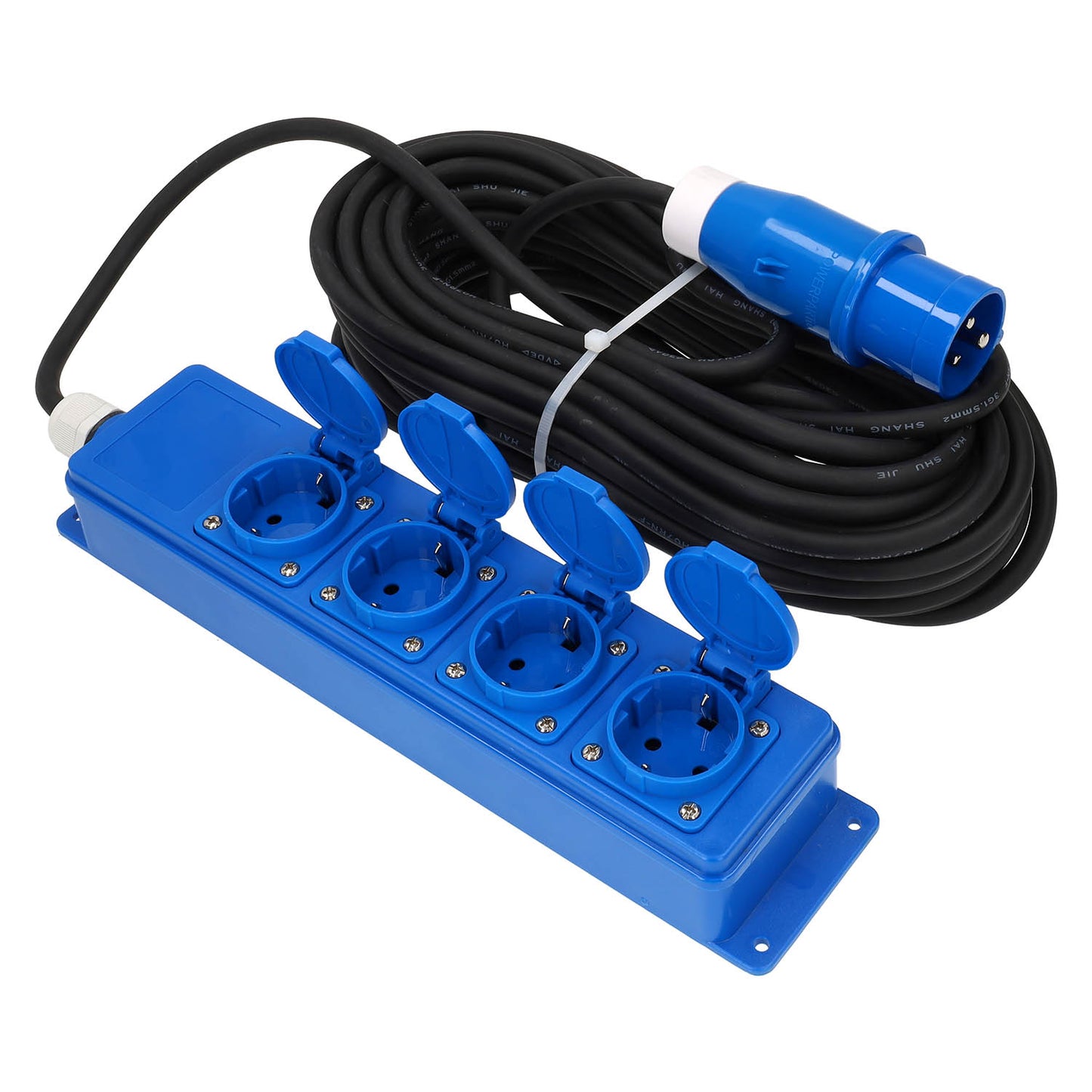 Quatro unit cee 4 weg schuko stekkerdoos met 20 meter kabel en cee stekker