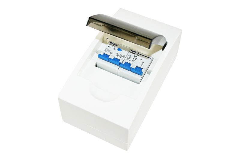 Fusible ngk 4 módulos con disyuntor bipolar b10a y disyuntor diferencial 30ma