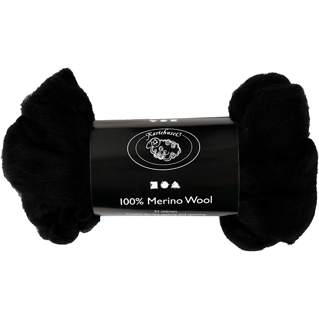 Lana merino Creative Company, spessore 21 my, nera, 100 gr 1 scatola
