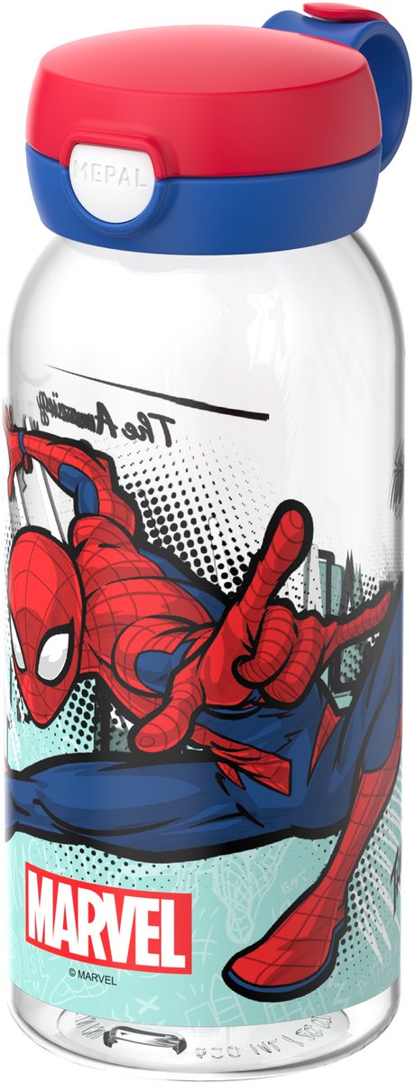 Mepal botella con tapa abatible campus - 600 ml - botella de agua niños - hermética - tapa higiénica - spiderman