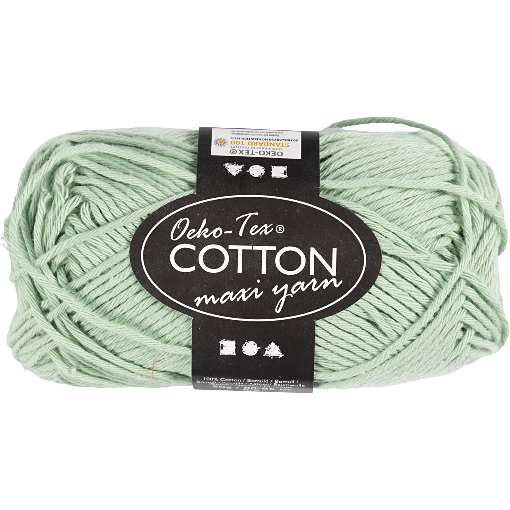 Hilo de algodón Creativ Company, talla 8 8, l: 80-85 m, verde menta, 50 g 1 ovillo