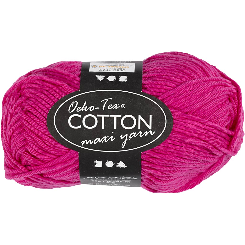 Hilo de algodón Creativ company, talla 8 8, l: 80-85 m, rosa, 50 g 1 ovillo