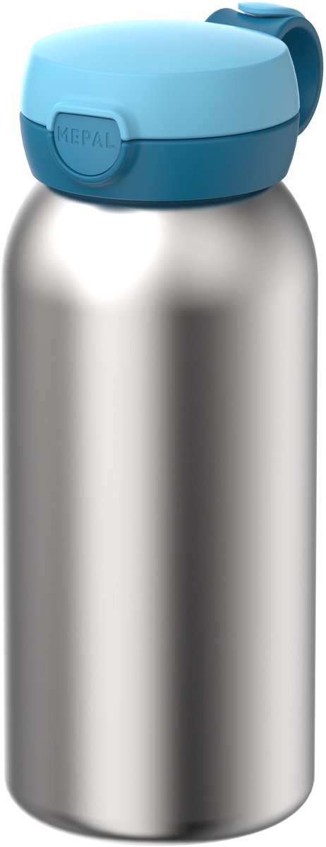 Mepal rvs drinkfles met flipdop campus - 600 ml - waterfles rvs - lekdicht - hygiënische deksel - cool blue