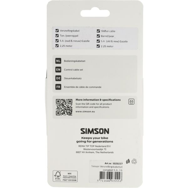 Simson set cavi cambio completo s.a. gazzella nera