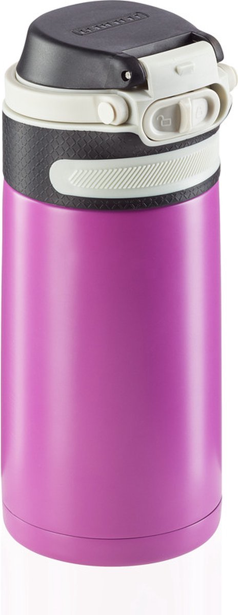 Leifheit termo flip cup - 350 ml - acero inoxidable - violeta