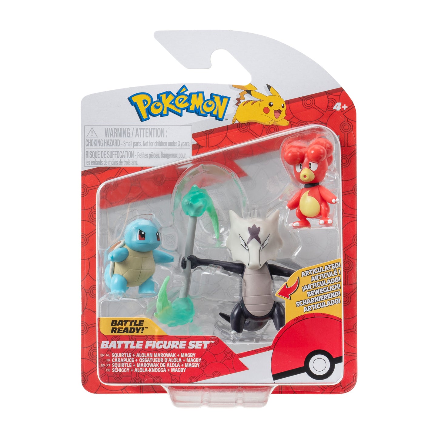 Juego de figuras Boti batte magby, alolan, marow, 3 piezas.