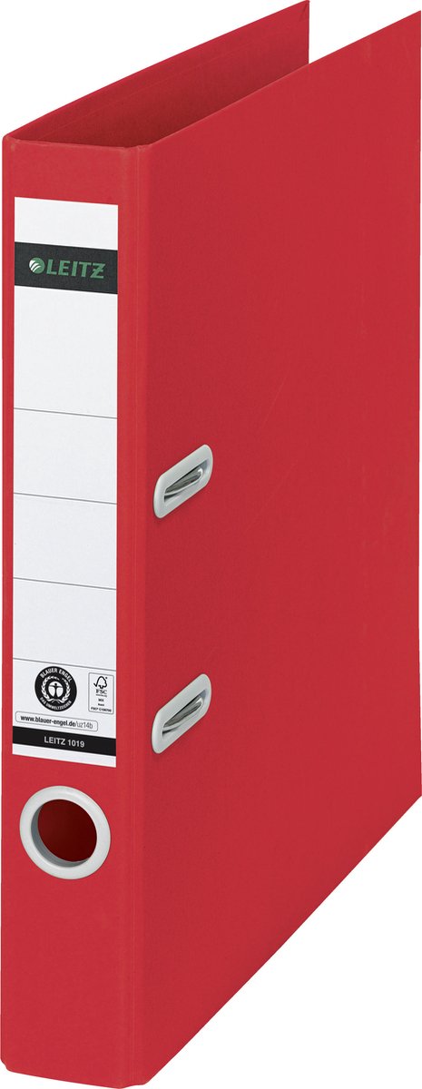 Leitz 180° recycle ordner a4 - rugbreedte van 50mm - 100% gerecycled karton - rood