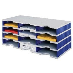 Estación de clasificación Styrodoc 57 mm altura del compartimento 723 x 331 x 293 mm gris azul