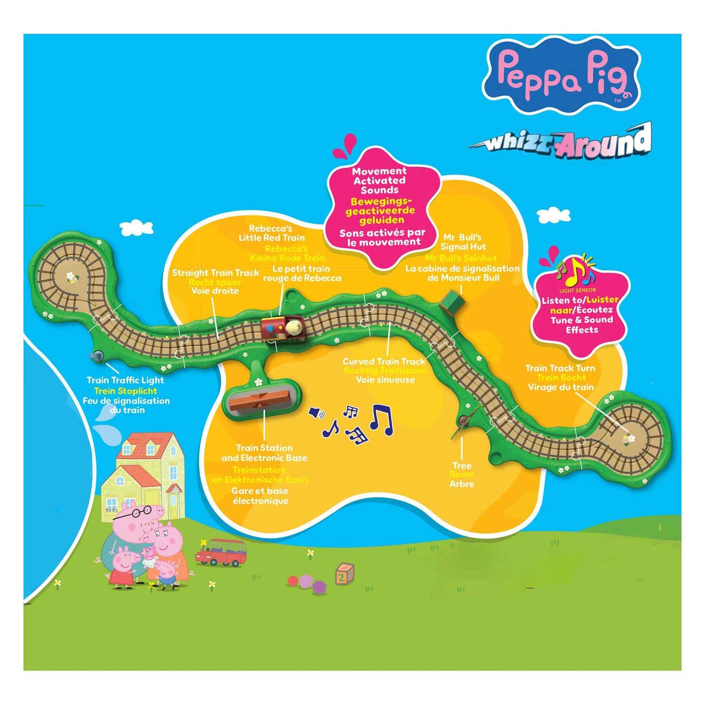 Peppa sfreccia sul set del trenino clic-clac