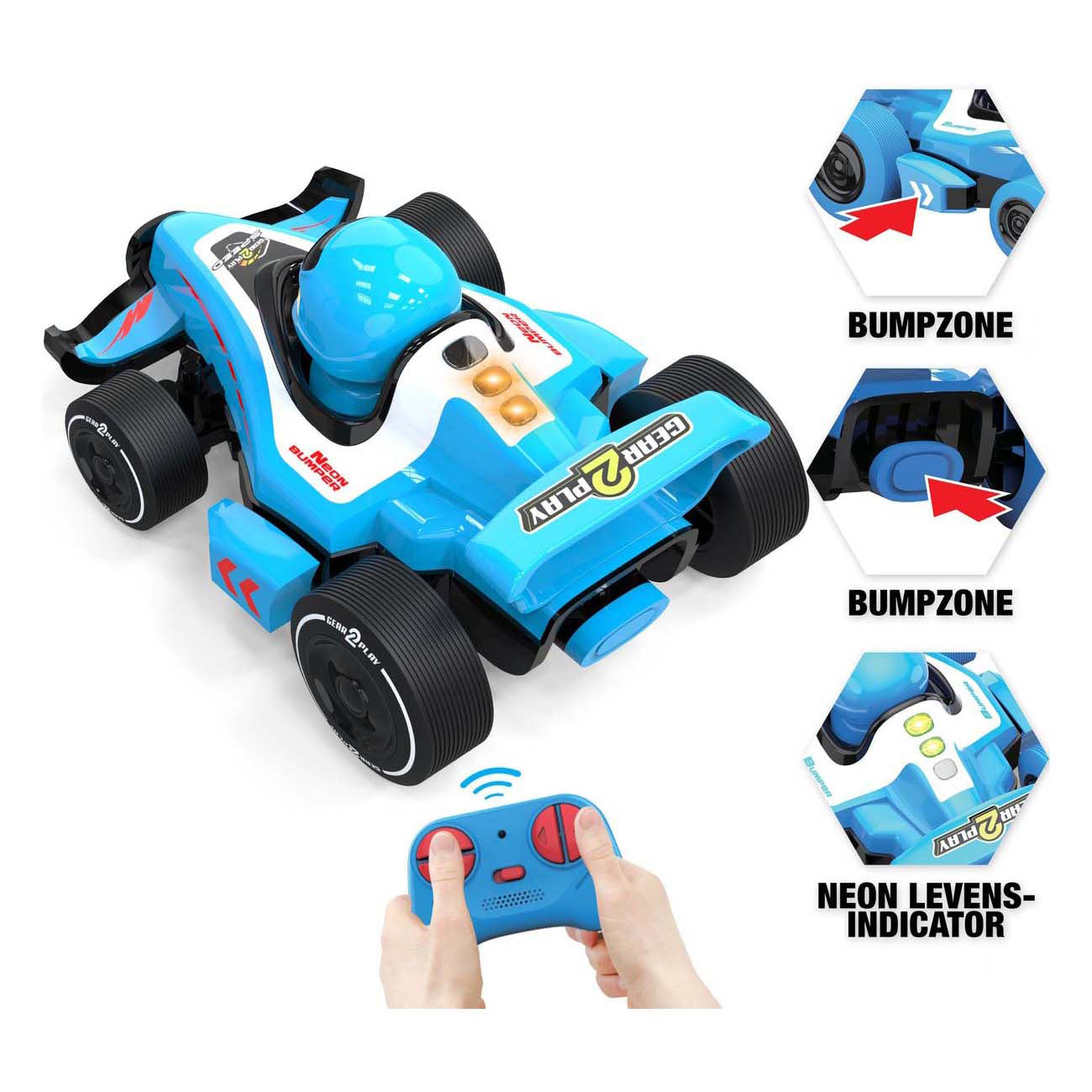 Gear2play rc neon bumper cars pro duoset - rc formule 1 battle cars - ga een botsduel aan!