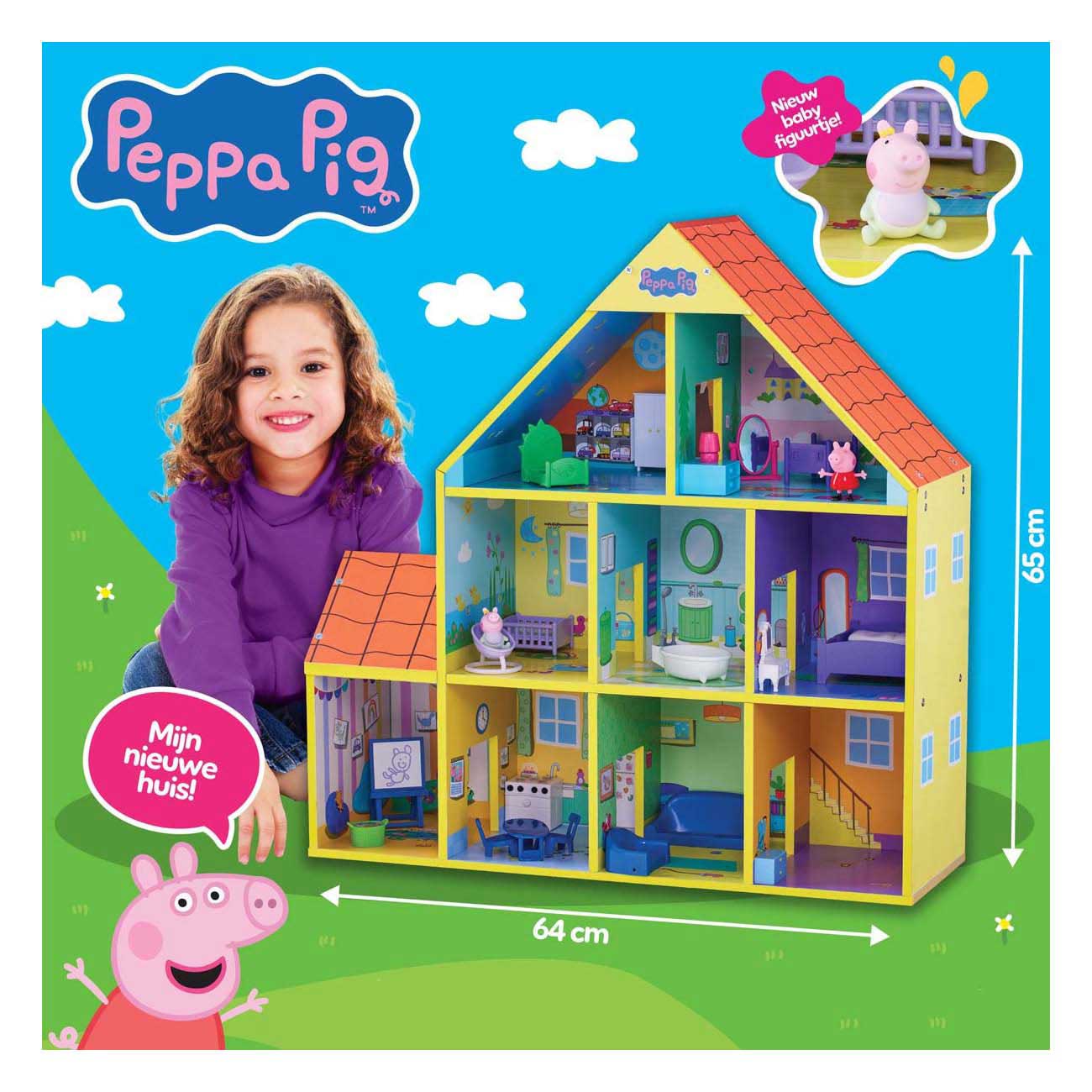 Casa de muñecas de madera spectron peppa pig con 9 habitaciones