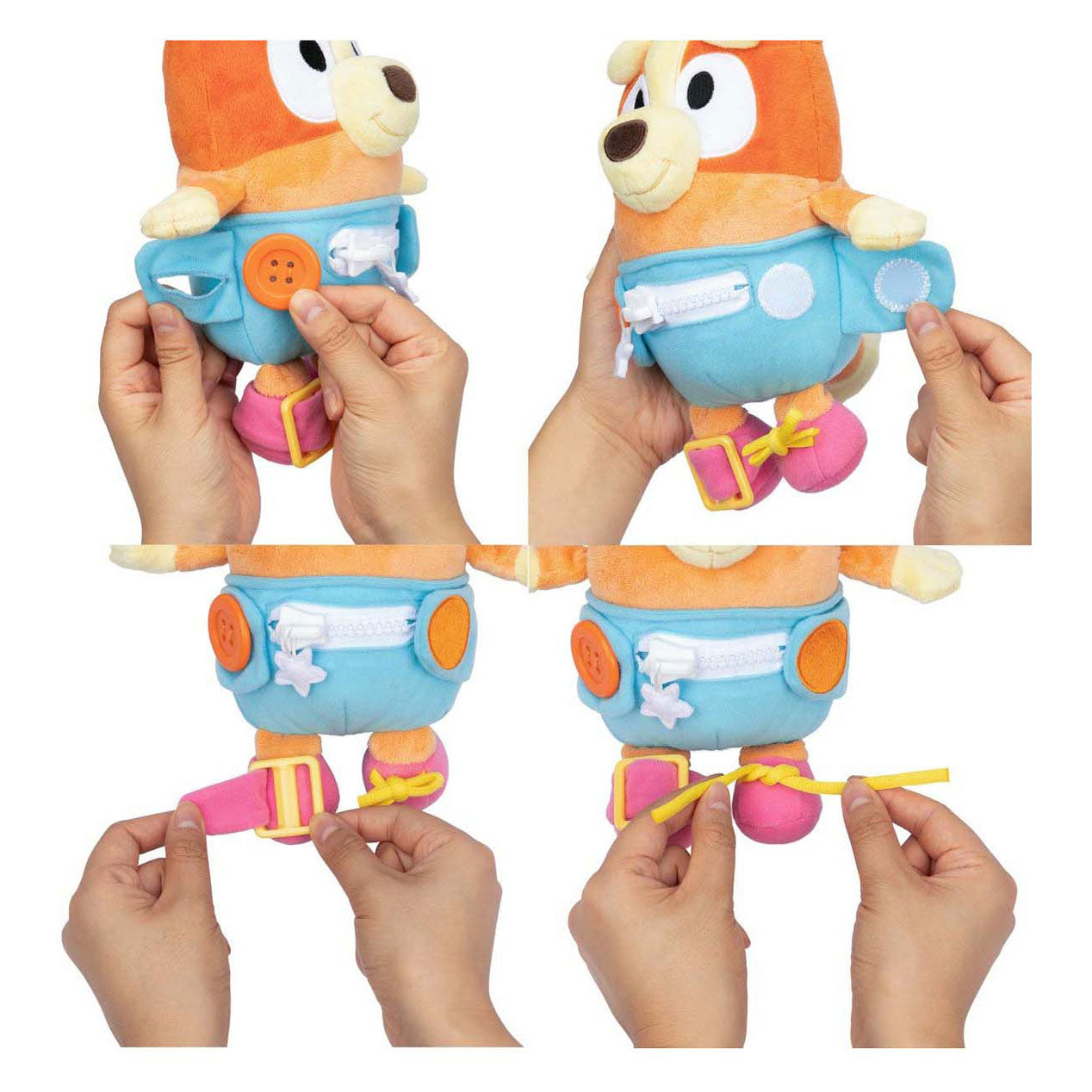 Peluche blu vestite e gioca a baby bingo