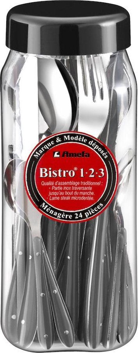 Set posate Amefa bistrot 1-2-3 (24 pz) acciaio inox nero