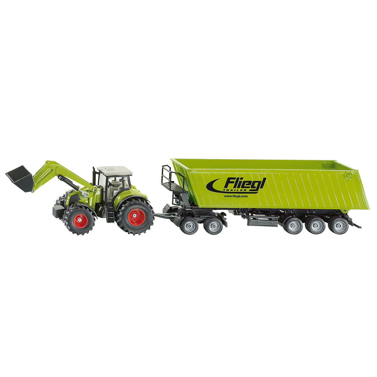 Tractor Siku 1949 con cargador frontal, Dolly y Kiepwagen 1:50