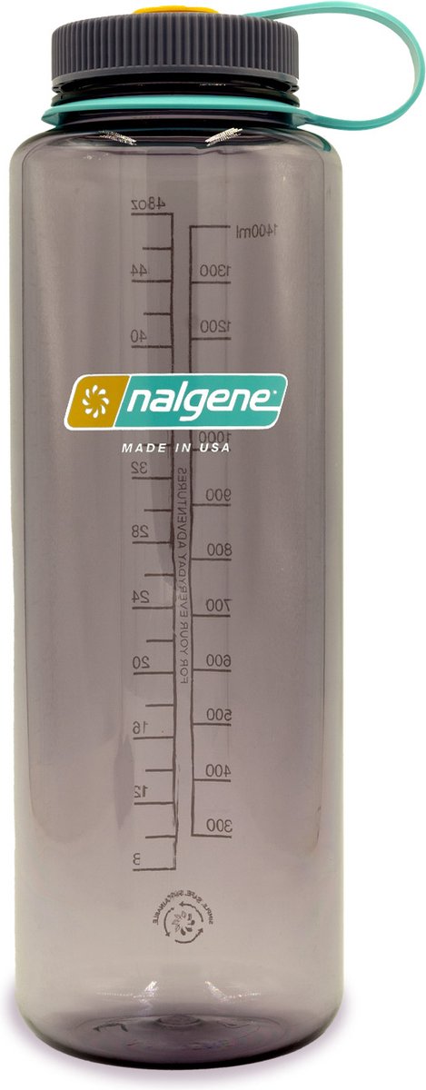 Nalgene - botella de boca ancha - botella para beber - botella de agua - 1500ml - a prueba de fugas - libre de bpa - sustentable - berenjena
