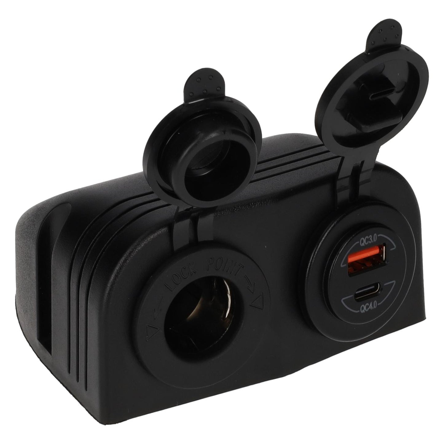 Power line 12 volt contactdoos uni en usb-a + usb-c lader - opbouw