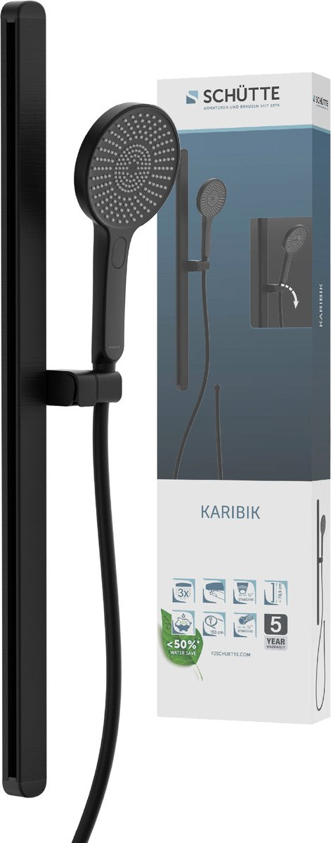 Set asta doccia Schütte karibik - nero opaco - ovale